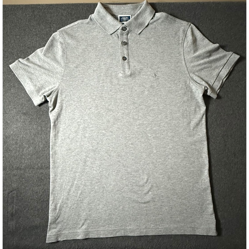 Charles Tyrwhitt Mens Small Grey Pique Cotton Stretch Polo Shirt Short Sleeve